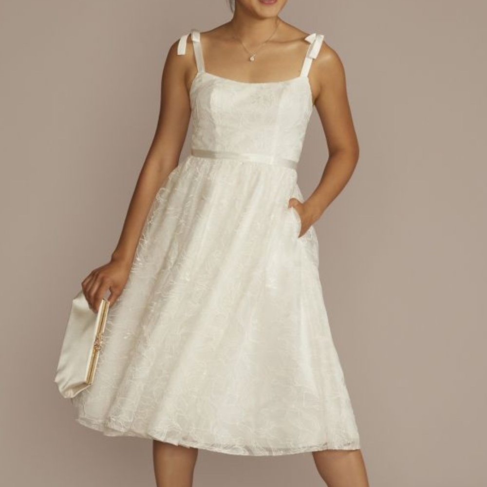 COPY - DB STUDIO  floral lace midi dress with silk tie straps